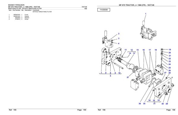 Massey Ferguson MF 675 Tractor Parts Catalog 1637148 2
