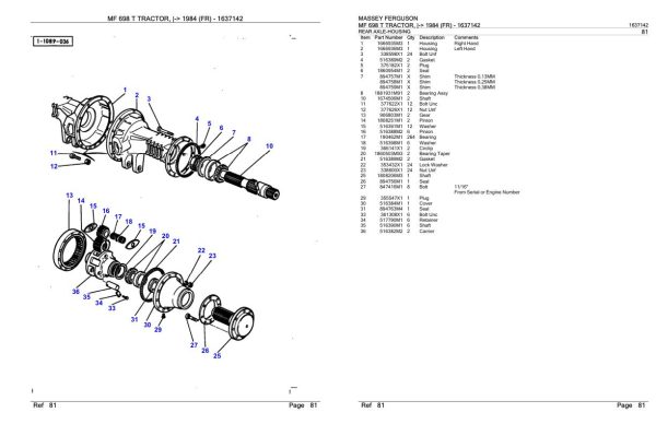 Massey Ferguson MF 698 T Tractor Parts Catalog 1637142 2