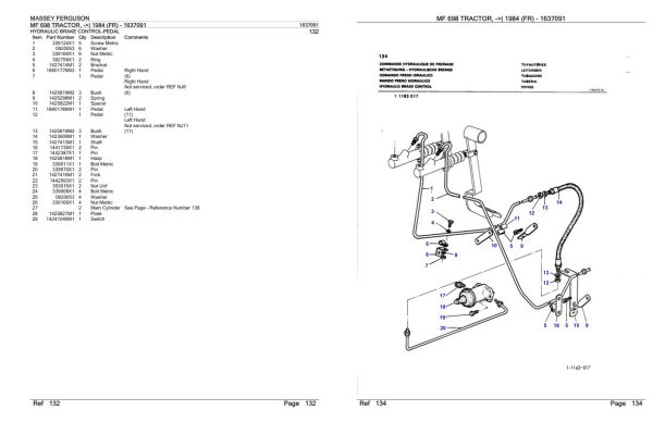 Massey Ferguson MF 698 Tractor Parts Catalog 1637091 1