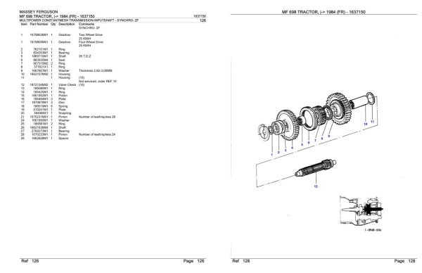 Massey Ferguson MF 698 Tractor Parts Catalog 1637150 2