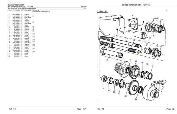 Massey Ferguson MF 699 Tractor Parts Catalog 1637143 1