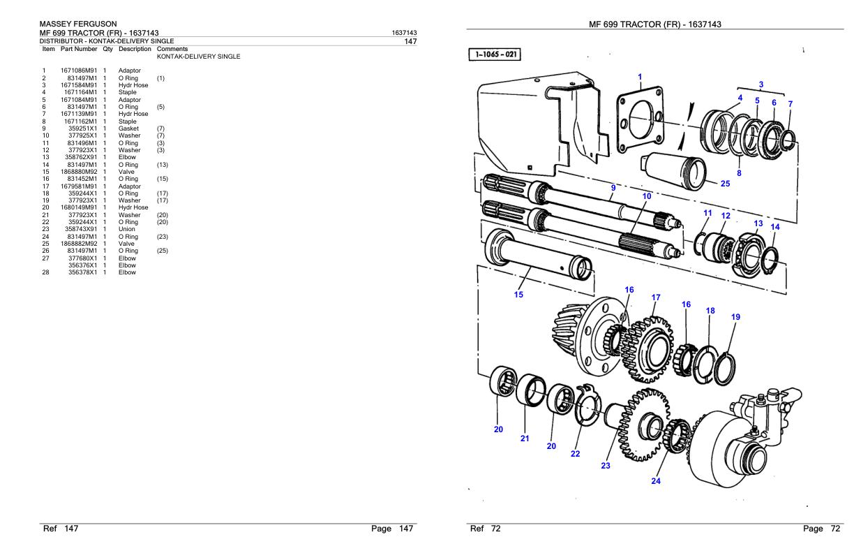 Massey Ferguson MF 699 Tractor Parts Catalog 1637143 1