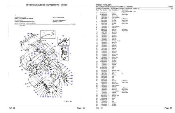 Massey Ferguson MF 700 800 Combine Supplement Parts Catalog 1637090 1