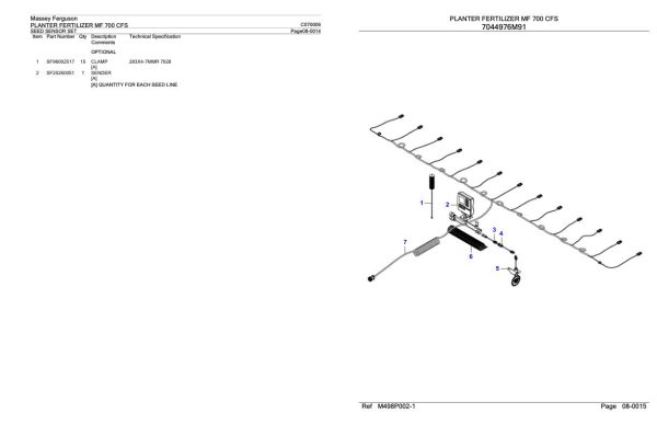 Massey Ferguson MF 700 CFS Planter Fertilizer Parts Catalog C070006 1