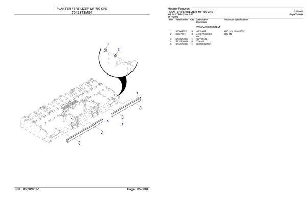Massey Ferguson MF 700 CFS Planter Fertilizer Parts Catalog C070006 2
