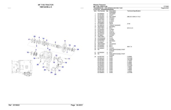Massey Ferguson MF 7150 Tractor Parts Catalog C715001 1