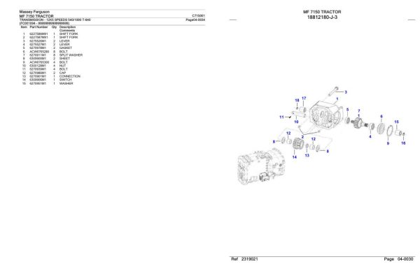 Massey Ferguson MF 7150 Tractor Parts Catalog C715001 2