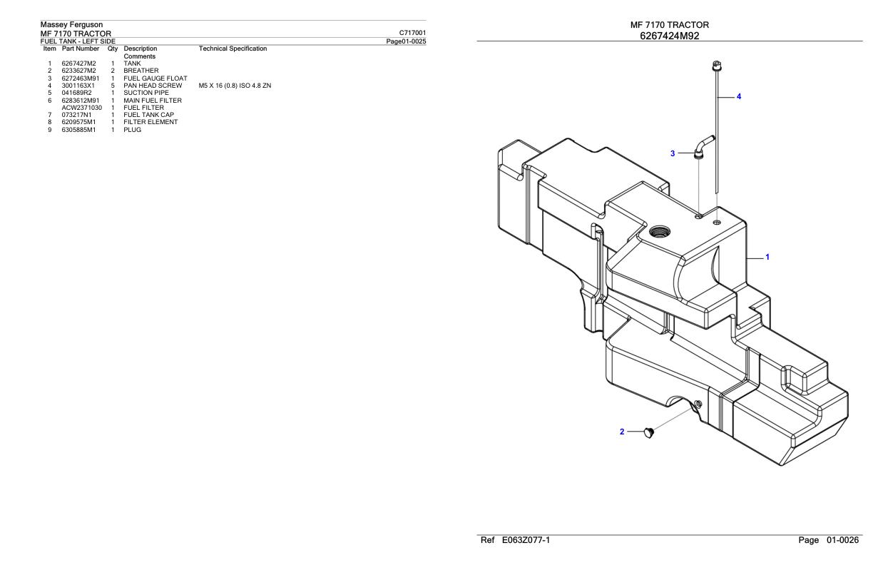 Massey Ferguson MF 7170 Tractor Parts Catalog C717001 1