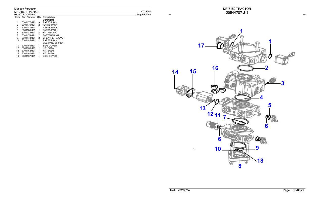 Massey Ferguson MF 7180 Tractor Parts Catalog C718001 1