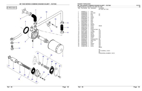 Massey Ferguson MF 7200 Series Combine Engine Valmet Parts Catalog 1637384 1