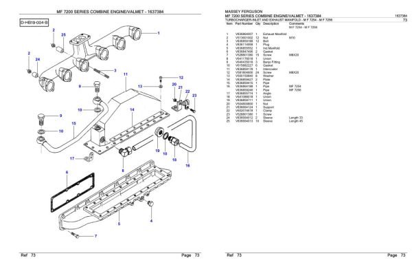 Massey Ferguson MF 7200 Series Combine Engine Valmet Parts Catalog 1637384 2