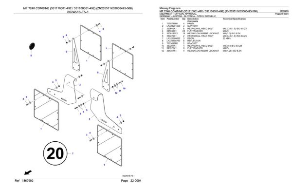 Massey Ferguson MF 7240 Combine Parts Catalog 3906255 2