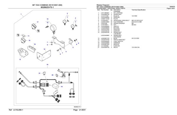 Massey Ferguson MF 7244 Combine Parts Catalog 3906030 1