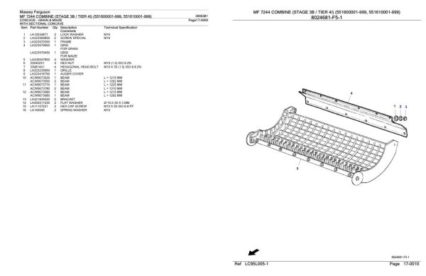 Massey Ferguson MF 7244 Combine Stage 3B 4I Parts Catalog 3906381 2