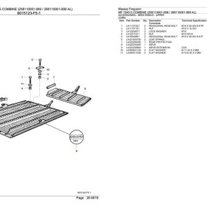 Massey Ferguson MF 7245 S Combine Parts Catalog 3906250 1