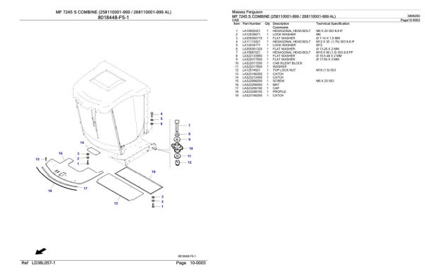 Massey Ferguson MF 7245 S Combine Parts Catalog 3906250 2