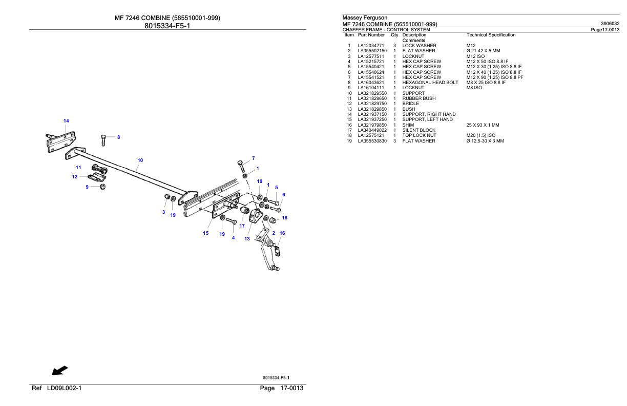 Massey Ferguson MF 7246 Combine Parts Catalog 3906032 1