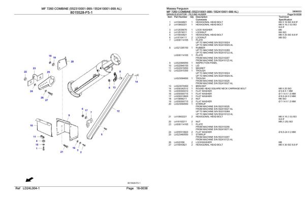 Massey Ferguson MF 7260 Combine Parts Catalog 3906033 2
