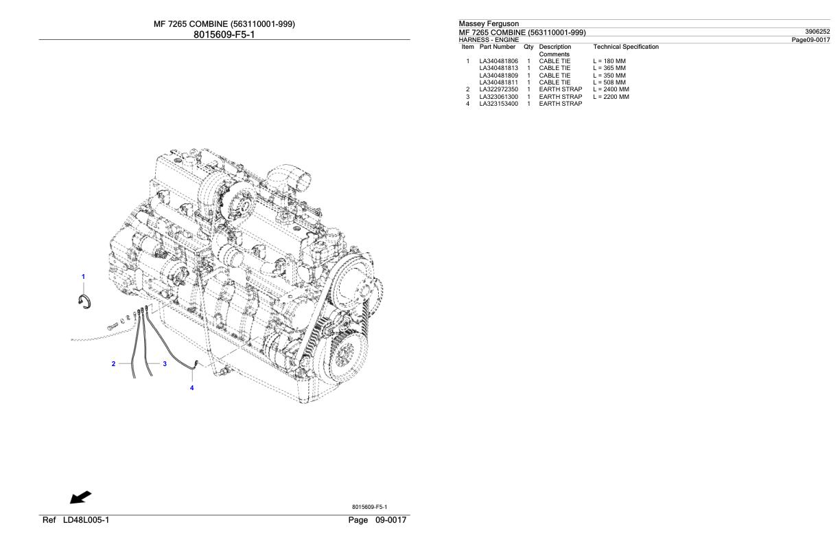 Massey Ferguson MF 7265 Combine Parts Catalog 3906252 1