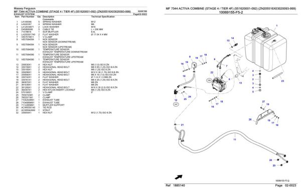 Massey Ferguson MF 7344 Activa Combine Stage 4 Tier 4F Parts Catalog 6246196 1