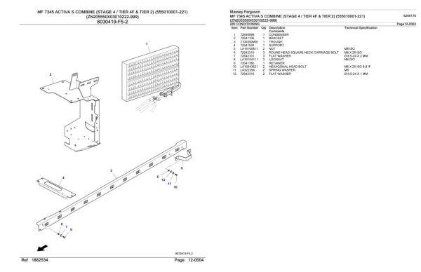 Massey Ferguson MF 7345 Activa S Combine Stage 4 Tier 4F and Tier 2 Parts Catalog 6246176 1
