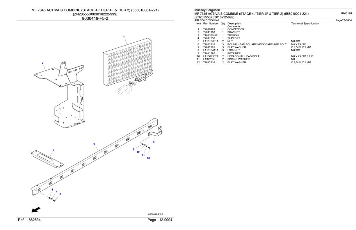 Massey Ferguson MF 7345 Activa S Combine Stage 4 Tier 4F and Tier 2 Parts Catalog 6246176 1