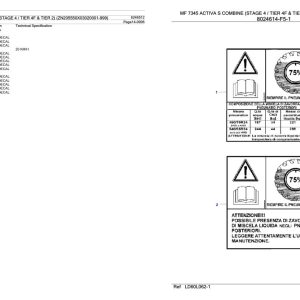 Massey Ferguson MF 7345 Activa S Combine Stage 4 Tier 4F and Tier 2 Parts Catalog 6246512 1