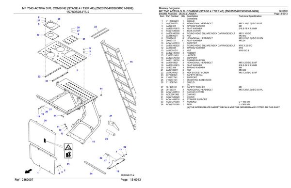 Massey Ferguson MF 7345 Activa S PL Combine Stage 4 Tier 4F Parts Catalog 6246438 2