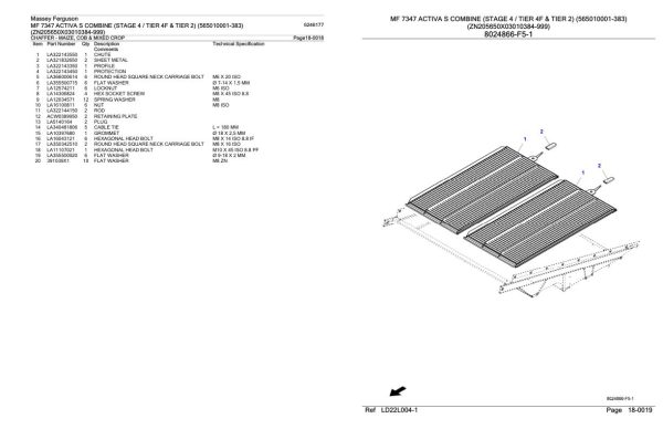 Massey Ferguson MF 7347 Activa S Combine Stage 4 Tier 4F and Tier 2 Parts Catalog 6246177 2