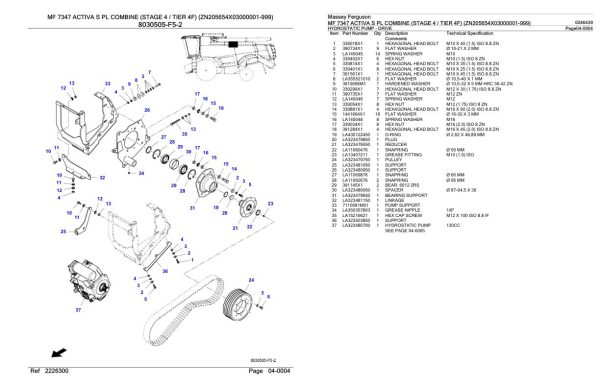 Massey Ferguson MF 7347 Activa S PL Combine Stage 4 Tier 4F Parts Catalog 6246439 2