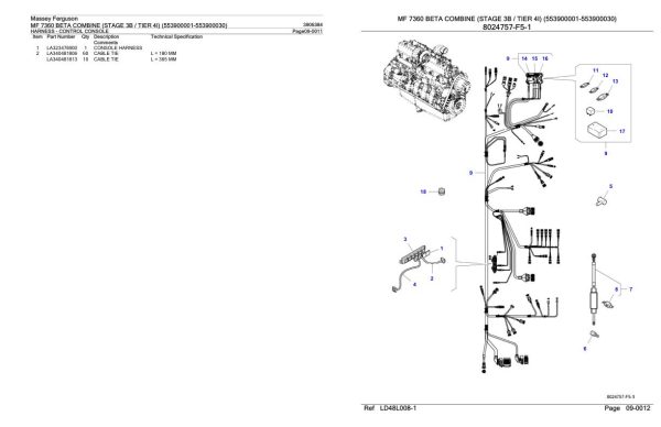 Massey Ferguson MF 7360 Beta Combine Stage 3B Tier 4I Parts Catalog 3906384 1