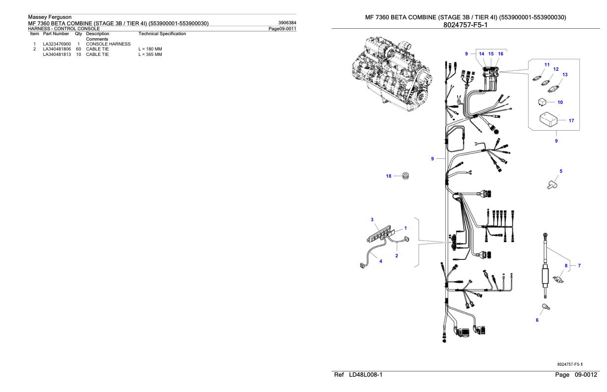 Massey Ferguson MF 7360 Beta Combine Stage 3B Tier 4I Parts Catalog 3906384 1