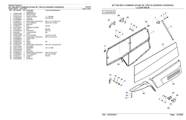 Massey Ferguson MF 7360 Beta Combine Stage 3B Tier 4I Parts Catalog 3906384 2
