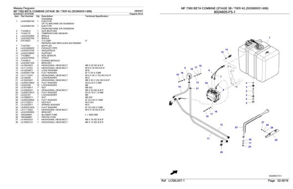 Massey Ferguson MF 7360 Beta Combine Stage 3B Tier 4I Parts Catalog 3906467 1