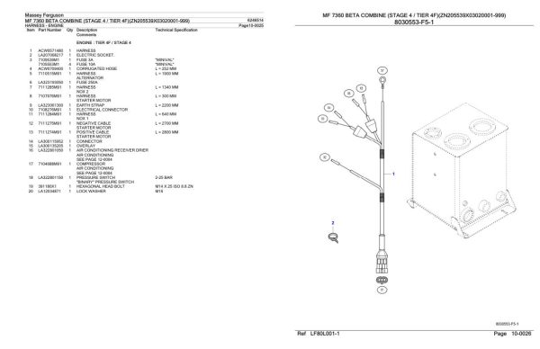 Massey Ferguson MF 7360 Beta Combine Stage 4 Tier 4F Parts Catalog 6246514 1