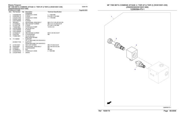 Massey Ferguson MF 7360 Beta Combine Stage 4 Tier 4F and Tier 2 Parts Catalog 6246178 2