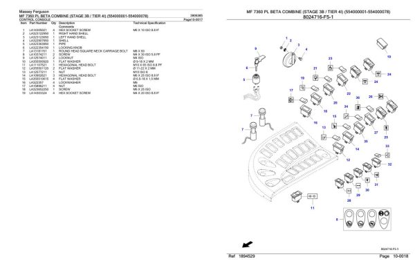 Massey Ferguson MF 7360 PL Beta Combine Stage 3B Tier 4I Parts Catalog 3906385 1