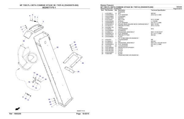 Massey Ferguson MF 7360 PL I Beta Combine Stage 3B Tier 4I Parts Catalog 3906468 2