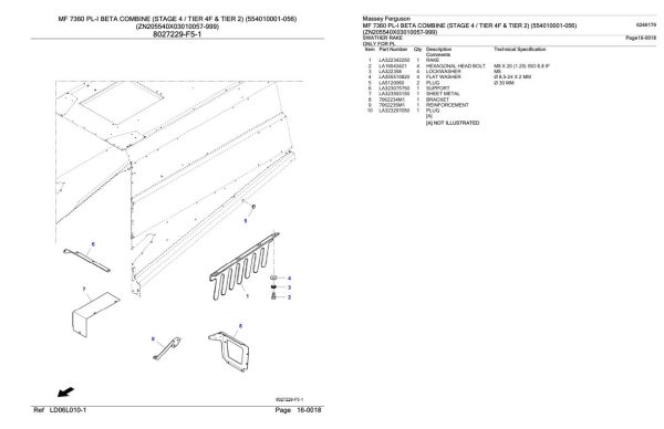 Massey Ferguson MF 7360 PL I Beta Combine Stage 4 Tier 4F and Tier 2 Parts Catalog 6246179 1