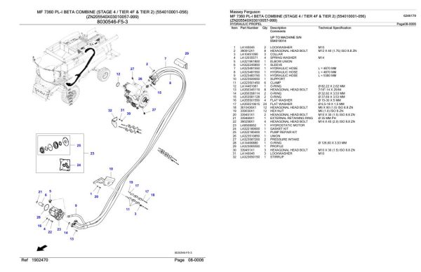 Massey Ferguson MF 7360 PL I Beta Combine Stage 4 Tier 4F and Tier 2 Parts Catalog 6246179 2