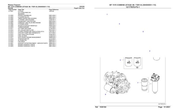 Massey Ferguson MF 7370 Combine Stage 3B Tier 4I Parts Catalog 3906386 1