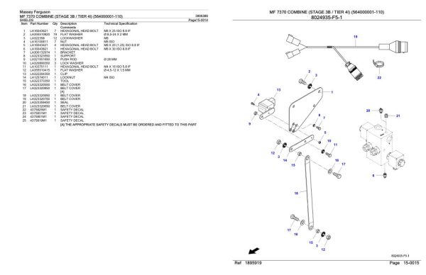 Massey Ferguson MF 7370 Combine Stage 3B Tier 4I Parts Catalog 3906386 2