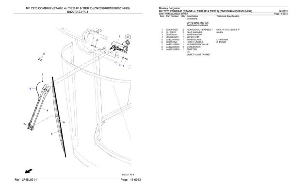 Massey Ferguson MF 7370 Combine Stage 4 Tier 4F and Tier 2 Parts Catalog 6246516 2