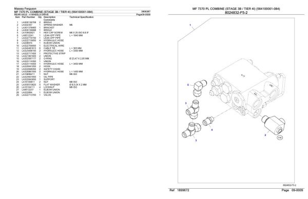 Massey Ferguson MF 7370 PL Combine Stage 3B Tier 4I Parts Catalog 3906387 2
