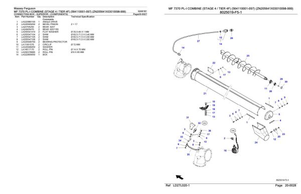 Massey Ferguson MF 7370 PL I Combine Stage 4 Tier 4F Parts Catalog 6246181 1