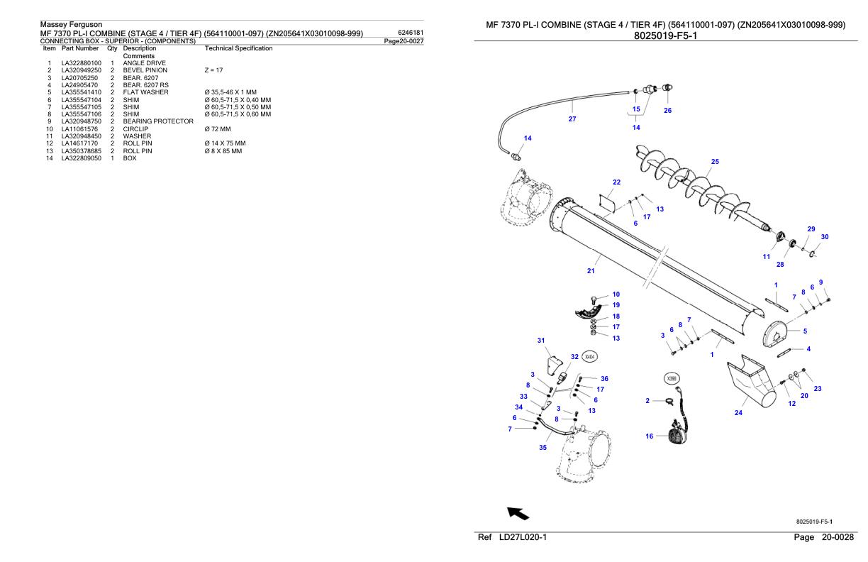 Massey Ferguson MF 7370 PL I Combine Stage 4 Tier 4F Parts Catalog 6246181 1