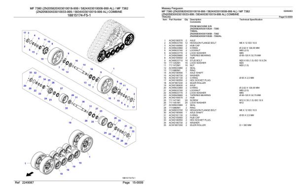 Massey Ferguson MF 7380 7382 Combine Parts Catalog 6246463 1