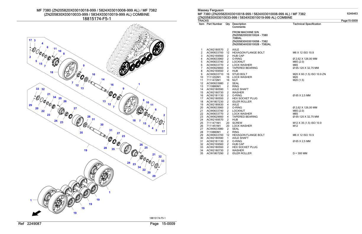 Massey Ferguson MF 7380 7382 Combine Parts Catalog 6246463 1
