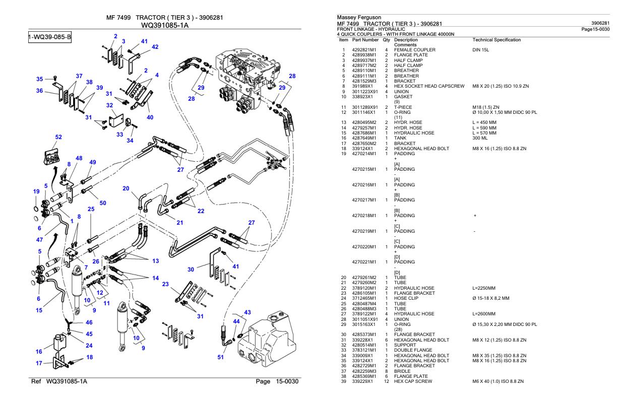 Massey Ferguson MF 7499 Tractor Parts Catalog 3906281 1