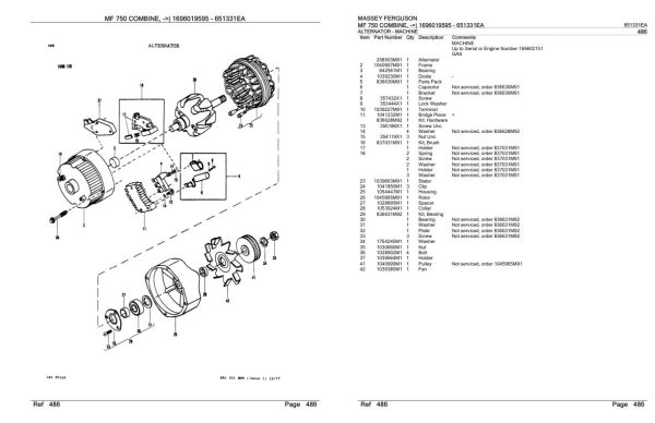 Massey Ferguson MF 750 Combine Parts Catalog 651331EA 2